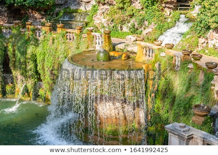 Stock fotó: Villa D Este Gardens In Tivoli - Oval Fountain Local Landmark Of