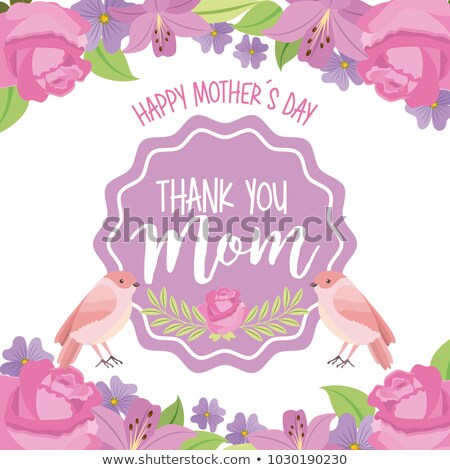 Foto stock: I Love You Mom Happy Mothers Day Greeting Card Design With Heart And Pearl On Red Background Vect