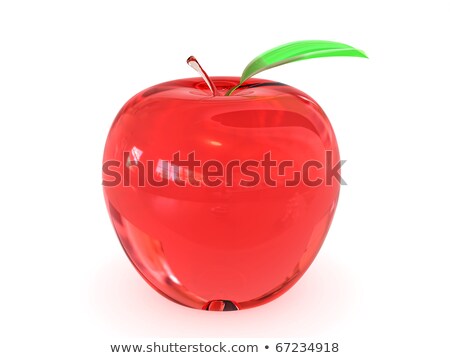 Red Glass Apple With Leaf On White 商業照片 © oneo