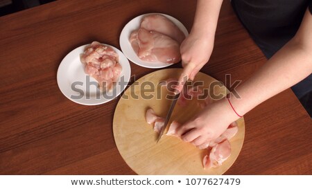 Stock photo: Raw Meat On Round Hardboard