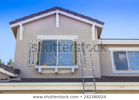 ストックフォト: Ladder Leaning Up Against A House Ready For New Paint