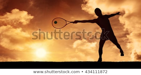 Foto stock: Composite Image Of Female Athlete Playing Tennis