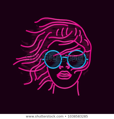 ストックフォト: Girl Face Neon Sign