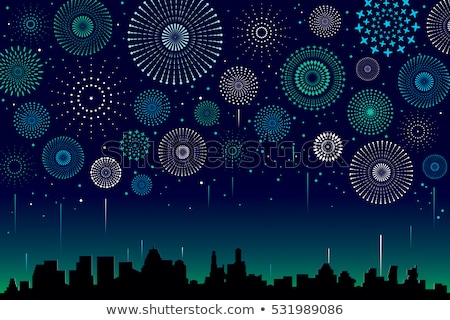 Foto stock: Cityscape With Celebration Fireworks Scene