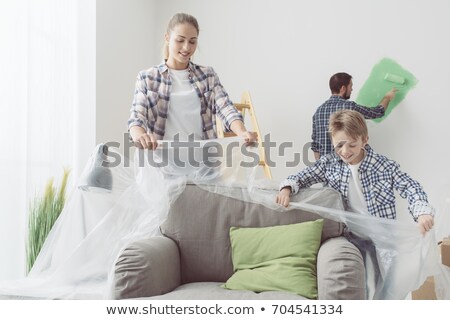 Foto stock: Man Redecorating His House