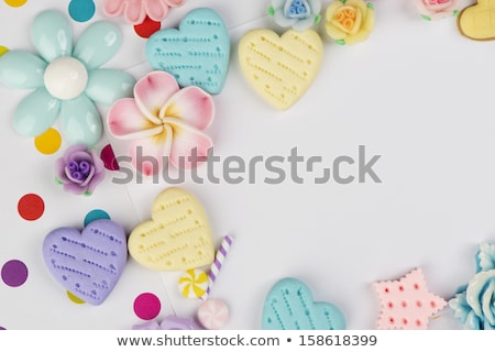 Stok fotoğraf: Cookies Decorated With Sugar Paste Copy Space