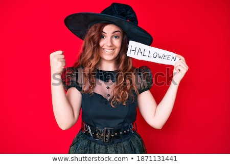 Stockfoto: Emotional Screaming Young Woman Witch