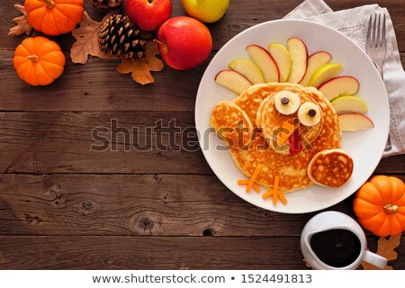 ストックフォト: Pumpkin Pancakes With Apples Topping