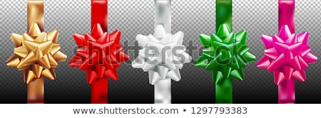 Foto d'archivio: Golden Red Silver Green Pink Gift Bow Set Vertical Ribbon Isolated On Transparent Background