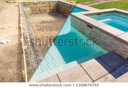 Stock fotó: Before And After Pool Build Construction Site