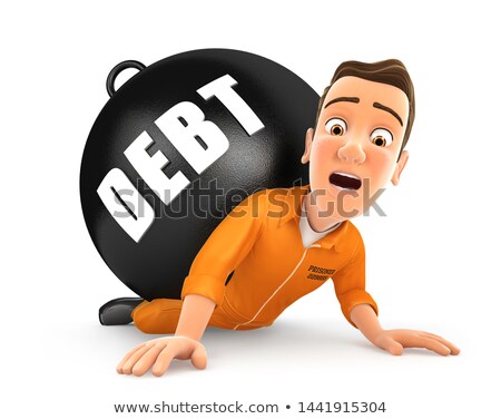 Stock fotó: 3d Prisoner Crushing Debt