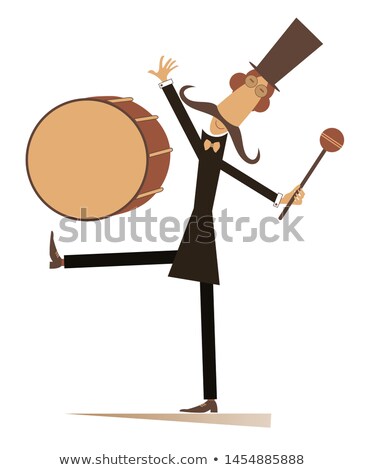 [[stock_photo]]: Funny Mustache Drummer Isolated Illustration