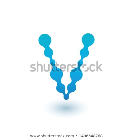 ストックフォト: Water Molecular Initial Letter V Logo Design Fluid Liquid Design Element With Dots And Shadow Stoc