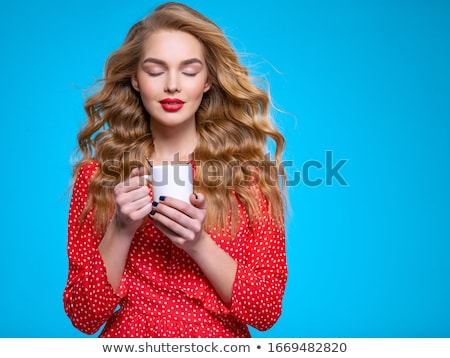 Stock fotó: Cute Young Lady With A Cup Of Coffee