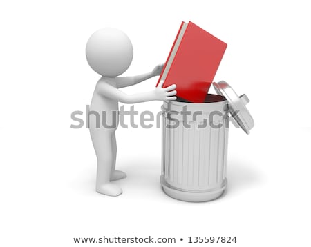 Stock foto: Puppet Throw Paper In Trash Can