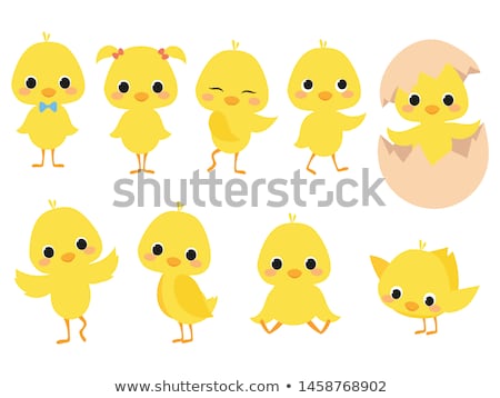 Foto stock: Farm Girl With Chick