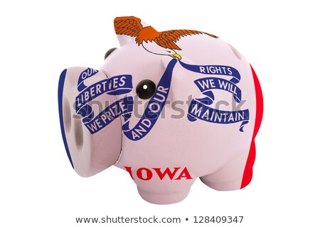 Piggy Rich Bank And Flag Of American State Of Iowa [[stock_photo]] © vepar5