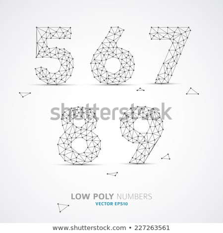 Foto stock: Vector Low Poly Wired Numbers Font