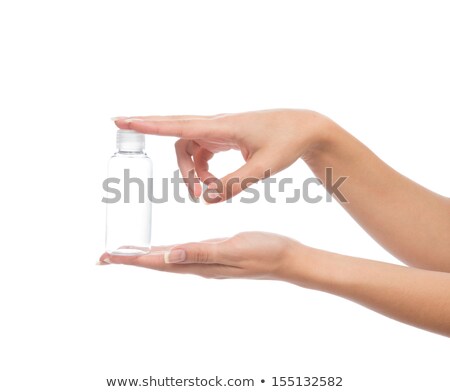 Stockfoto: Human Hand Holding Empty Plastic Bucket Container