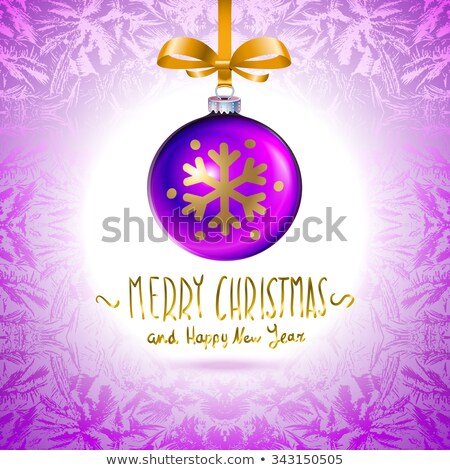 Foto d'archivio: Illustration Template With Single Shiny Violet Christmas Ball With The Bright Light Color Background