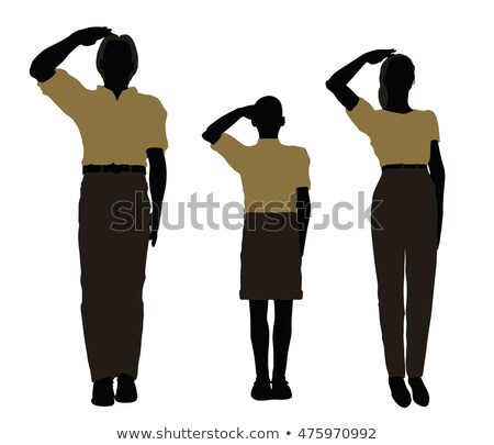 Stock fotó: Man Woman And A Child Silhouette In Military Salute Pose