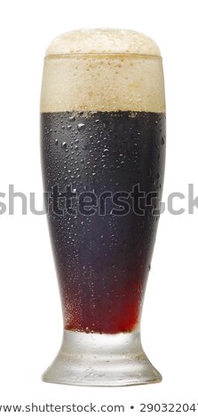 Сток-фото: Cold Glass Of Dark Beer With Foam And Dew