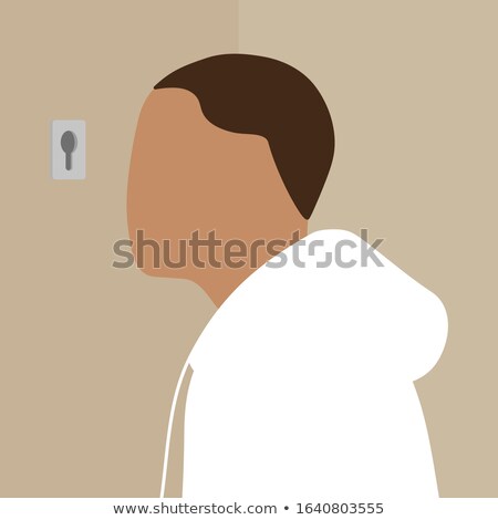 Stok fotoğraf: Man Looks Into Keyhole Guy Spies On Keyhole Vector Illustratio