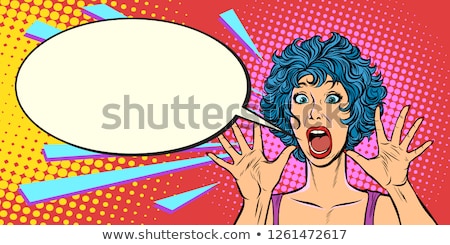 Foto stock: Surprise Woman Pop Art Style Woman 80s