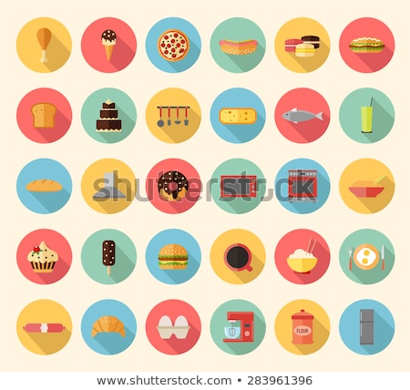 Foto stock: Microwave Kitchenware Flat Icon Vector