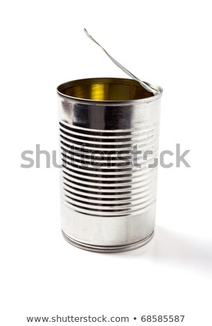 Stock fotó: Empty Open Tin Can Without Label Isolated On White