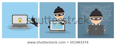 Foto stock: Computer Criminal In Action