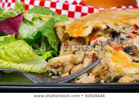 Stok fotoğraf: Chicken Pot Pie With Salad Closeup