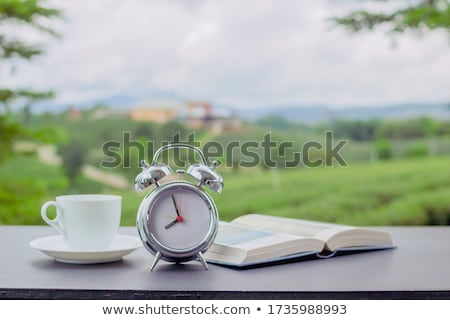 Stok fotoğraf: Bible With Clock On Wood