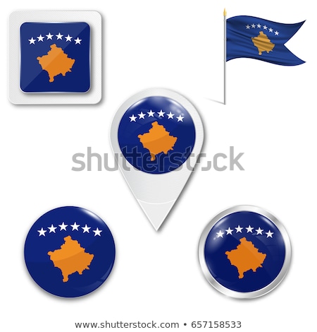 Foto stock: Square Label With Flag Of Kosovo