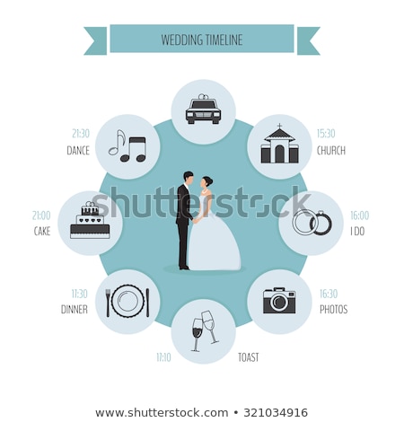 Foto stock: Flat Round Wedding Icons