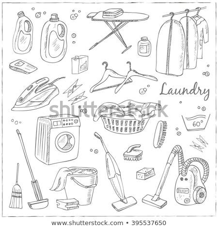 Stok fotoğraf: Towel On Hanger Sketch Icon