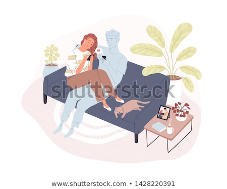 [[stock_photo]]: Young Woman Communicating With Her Mobile Phone Vector Illustra