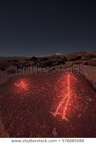 Stockfoto: Moonlit Petroglyphs In Volcanic Tablelands