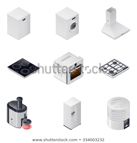 Stok fotoğraf: Realistic Detailed Isometric 3d Fridge Refrigerator Icon