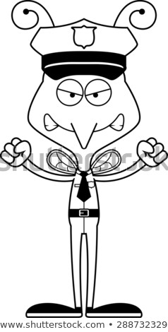 Foto stock: Cartoon Angry Police Officer Mosquito