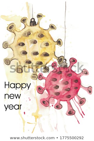 Stock foto: Happy New Year Pig In Glass Ball Winter Toy Set