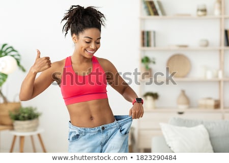 Foto stock: Beautiful African American Woman Slender Body