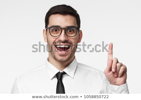 ストックフォト: Positive Attractive Businessman Pointing Upward