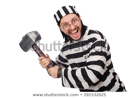 Stock photo: Police And Prison Inmate On White