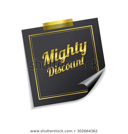 Stockfoto: Mighty Discount Golden Sticky Notes Vector Icon Design