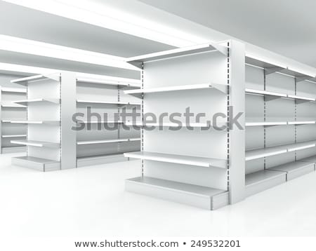 Foto stock: Metal Clean Shelves In Market 3d Rendering