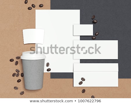 Foto d'archivio: Business Mockup With Coffee Cup And Beans 3d Rendering