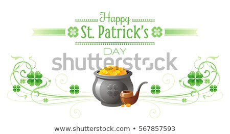 Foto d'archivio: Vector Illustration Of Happy Saint Patricks Day With Green Falling Clover On Abstract Background Ir