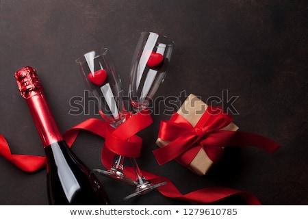 Сток-фото: Valentines Day Gift Box And Champagne Glasses