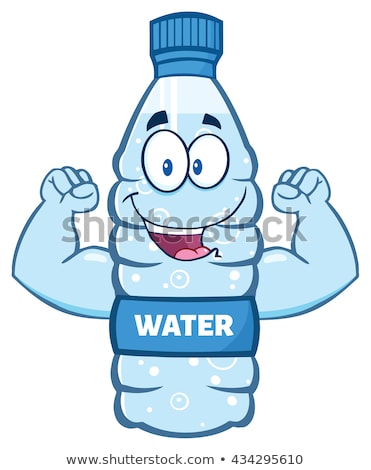 Stock fotó: Cartoon Illustation Of A Water Plastic Bottle Cartoon Mascot Character Holding A Sign With Text Drin